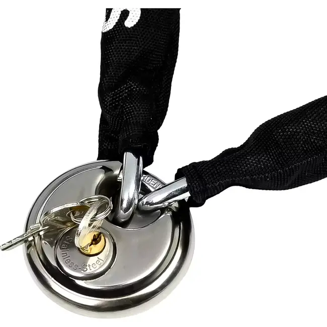 Benson Ronde ketting met hangslot - gehard staal - 8 mm dik - 120 cm lang - met nylon hoes