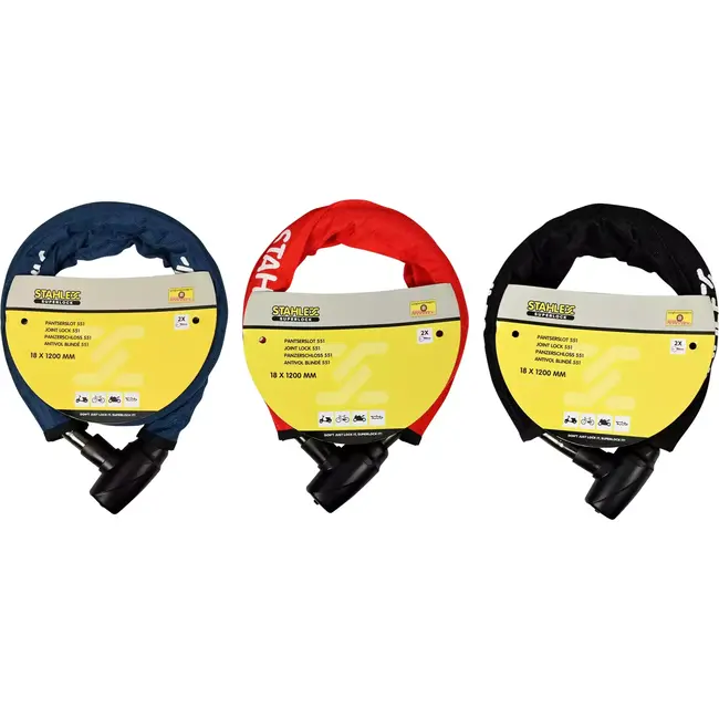 Benson Pantserslot met canvas hoes - 18x1200 mm - Zwart en rood - Inclusief 2 sleutels