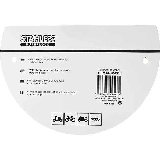 Benson Pantserslot met canvas hoes - 18x1200 mm - Zwart en rood - Inclusief 2 sleutels