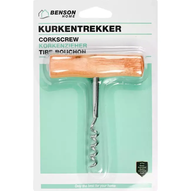Benson Kurkentrekker met houten greep - Compact en multifunctioneel - 10 cm