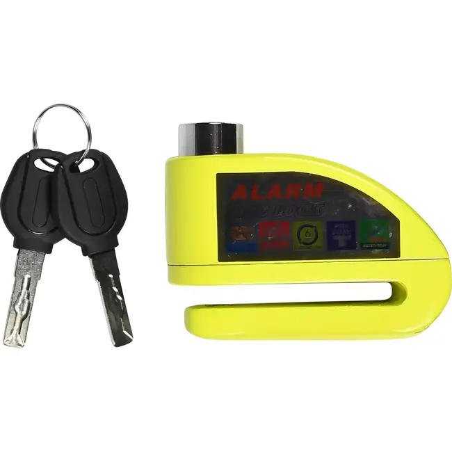 Benson Schijfremslot met Alarm - Gehard Metaal - Bewegingssensor - 7 mm - Geel