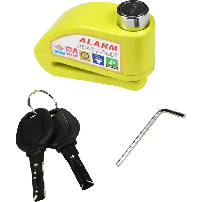 Benson Schijfremslot met Alarm - Gehard Metaal - Bewegingssensor - 7 mm - Geel