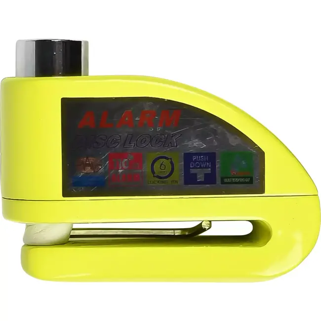 Benson Schijfremslot met Alarm - Gehard Metaal - Bewegingssensor - 7 mm - Geel