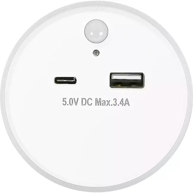 Benson Nachtlamp met USB-A/C, dag/nacht- en bewegingssensor, 3 modi, 17W, warm wit licht