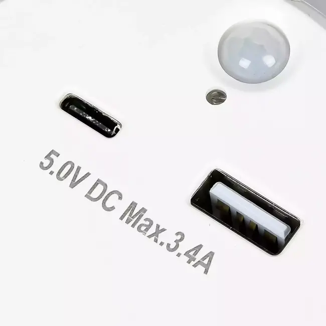Benson Nachtlamp met USB-A/C, dag/nacht- en bewegingssensor, 3 modi, 17W, warm wit licht