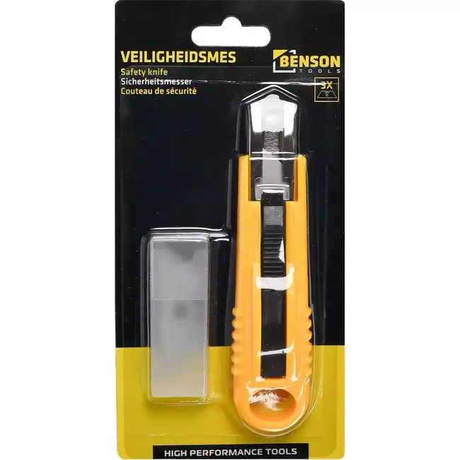 Benson Veiligheidsmes met automatische terugtrekking en 3 reservemessen - Compact en gebruiksvriendelijk ontwerp