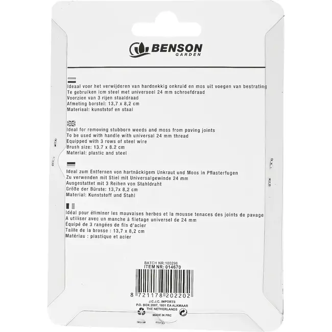 Benson Ovale voegenstaalborstel kunststof - Past op schroefdraadstelen - Ideaal voor voegenreiniging