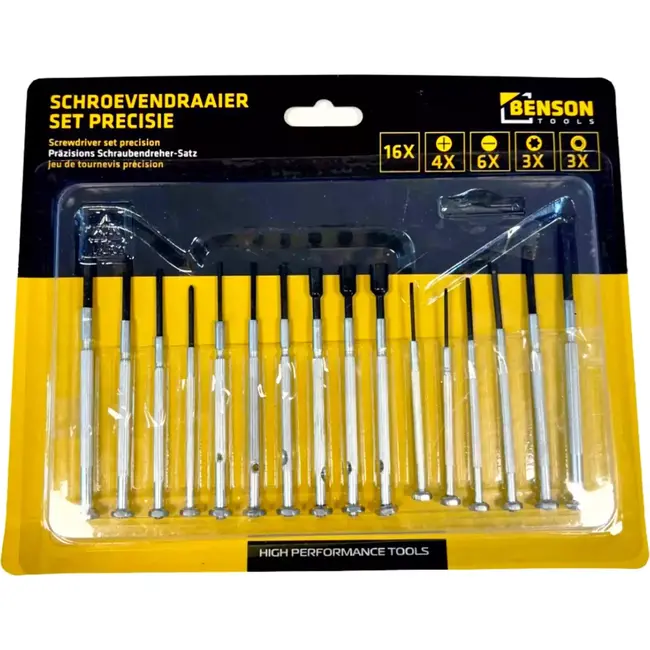 Benson 16-delige precisie schroevendraaierset - veelzijdig - voor fijn werk - ideaal voor elektronica