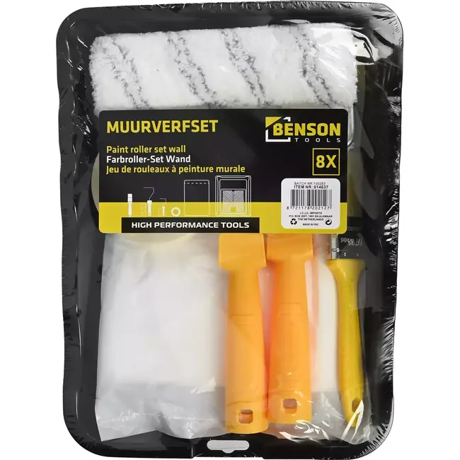 Benson 8-delige muurverfset - Compleet met rollers, kwast en afplaktape - Ideaal voor grote oppervlakken