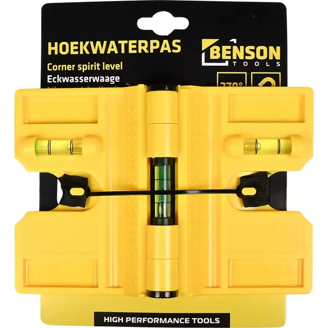 Benson Verstelbare magnetische hoekwaterpas - 0-270° hoeken - 3 libellen - Ideaal voor verticale balken