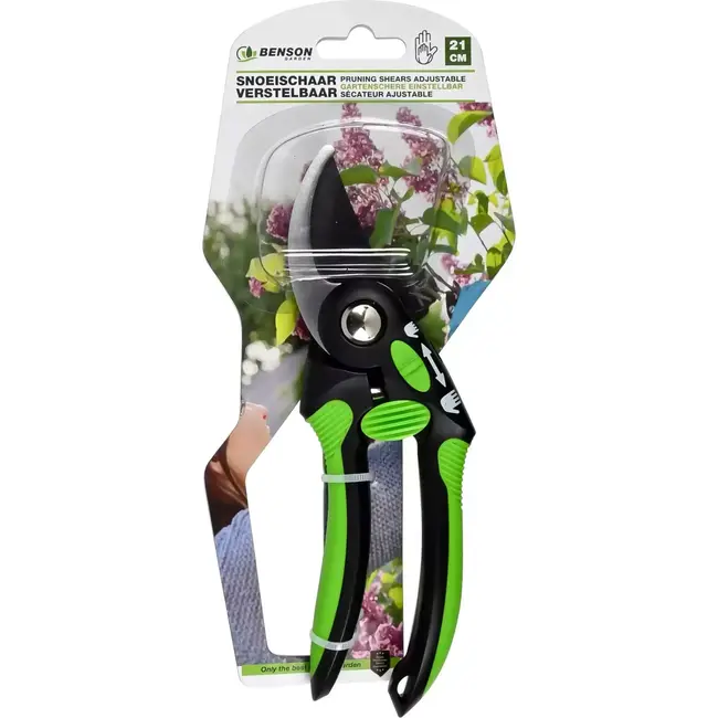 Benson Verstelbare snoeischaar - 21 cm - Antikleeflaag - Polijstlaag - Ergonomische greep