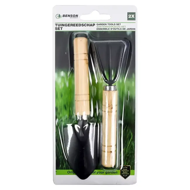 Benson Mini tuingereedschap set - 2-delig - houten handvat - compact formaat