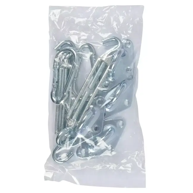 Benson Bevestigingsset schaduwdoek - 8-delig - Staal - Voor diverse vormen - Inclusief karabijnhaken en oogplaten