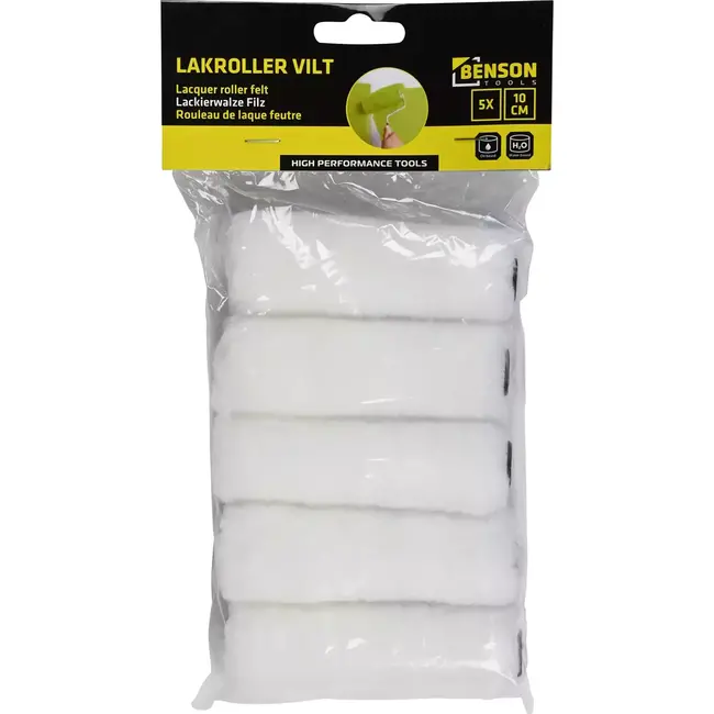 Benson Lakroller vilt - 10 cm breed - 5 stuks - voor terpentine- en waterverf - superstrak resultaat