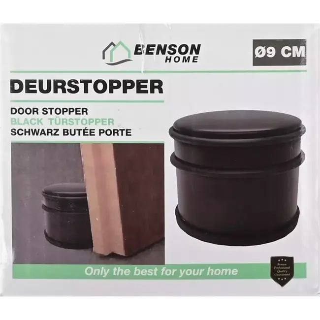 Benson Deurstopper - Ø9 cm - Zwart - Modern Design - Beschermend Rubber