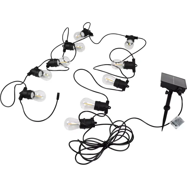 Benson Solar LED lichtsnoer - 8 meter - Warm wit - 10 lampen - Waterbestendig IP44