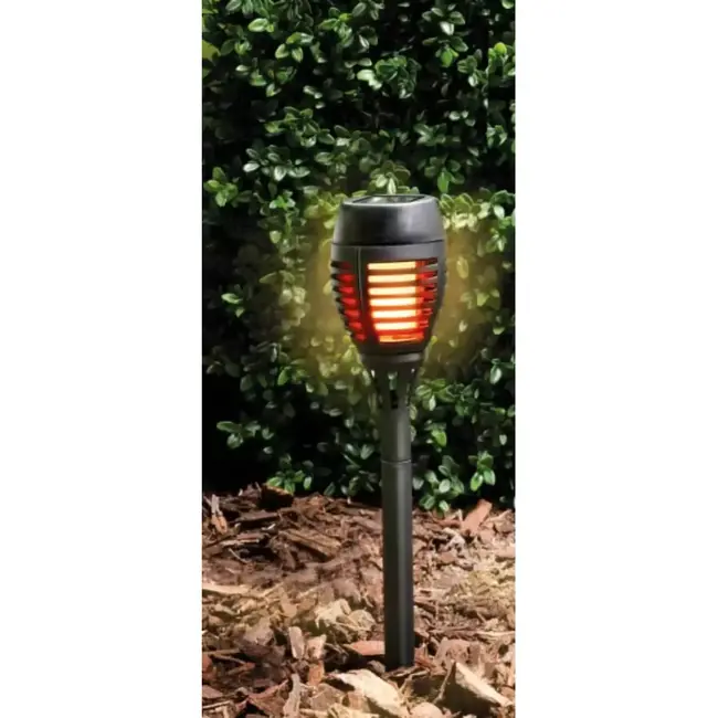 Benson Solar tuinlamp fakkel - Realistisch vlameffect - 48 cm - Zwart