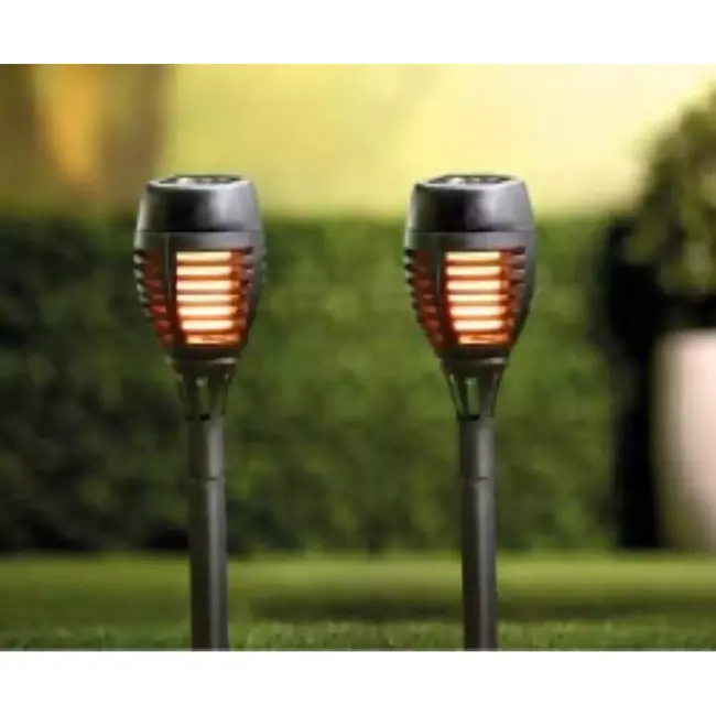 Benson Solar tuinlamp fakkel - Realistisch vlameffect - 48 cm - Zwart