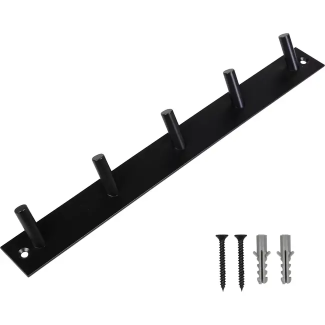 Benson Kapstok met 5 haken - Staal - Wandmodel - Compact en stijlvol - 31,8 cm - Inclusief bevestigingsmateriaal