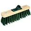 Benson Groene straatbezem - 30 cm - Houten steel - Vijf rijen borstels - Voor buitengebruik