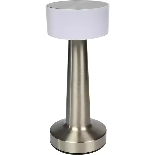 Benson Oplaadbare LED tafellamp - Touchbediening - Zilver - 3 Kleuren - 21 cm