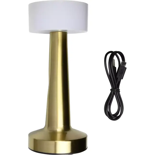 Benson Oplaadbare LED tafellamp - Touchbediening - Goud - 3 lichtkleuren - 21 cm