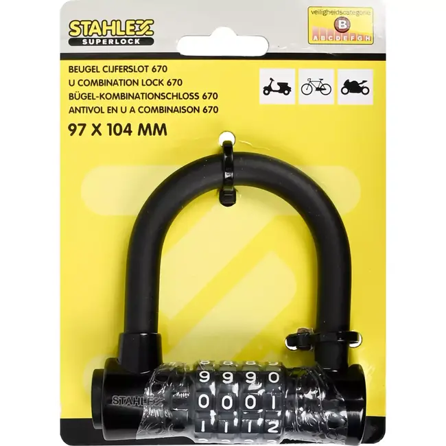 Benson Cijferslot met stevige beugel - Ø 10 mm - 97 x 104 mm