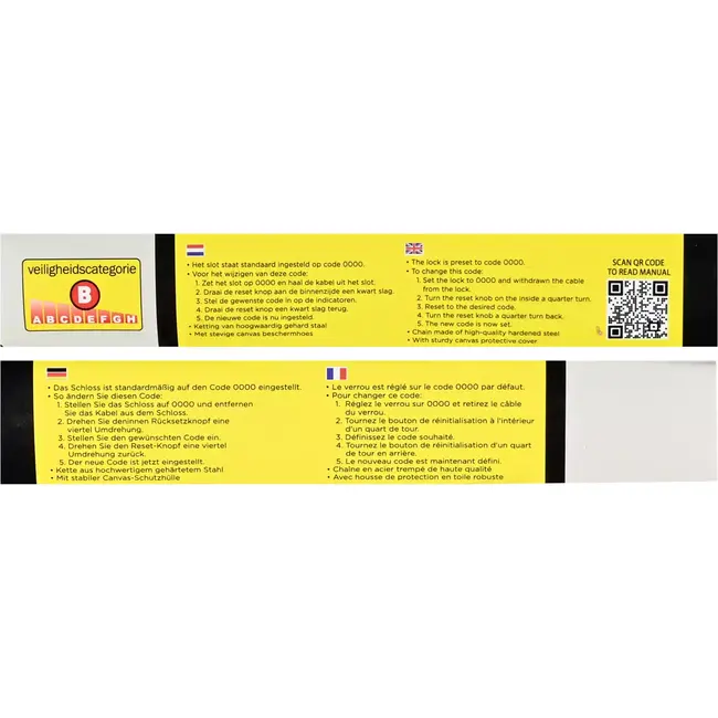 Benson Ketting-cijferslot - Veiligheid en gemak - 6 x 900 mm - Zwart