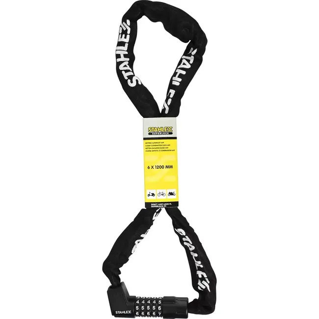 Benson Ketting-cijferslot - Gehard staal - Canvas beschermhoes - 6 x 1200 mm - Zwart