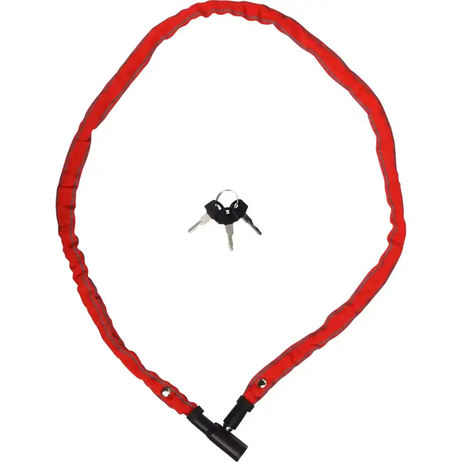 Benson Kettingslot met reflecterende hoes - 3 x 1200 mm - Inclusief 3 sleutels - Rood, zwart of blauw
