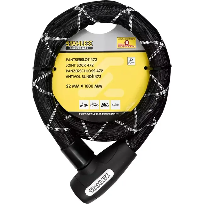 Benson Pantserslot met nylon huls - 22 x 1000 mm - Inclusief 2 sleutels