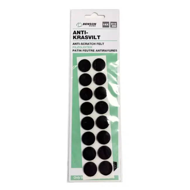 Benson Zelfklevend antikrasvilt - 19 mm rond - bruin - 16 stuks