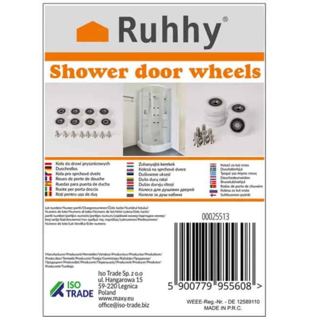 Ruhhy Douchecabine Wieltjes - Set van 8 Duurzame en Soepele Deurrollers
