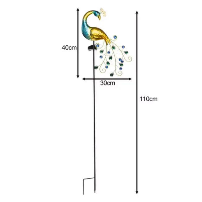 Gardlov Solar Tuinlamp Pauw – Kleurrijke LED & Schemersensor – IP4