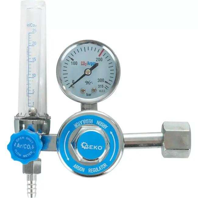 GEKO CO2/argon drukregelaar met precisie rotameter voor MIG/TIG lassen