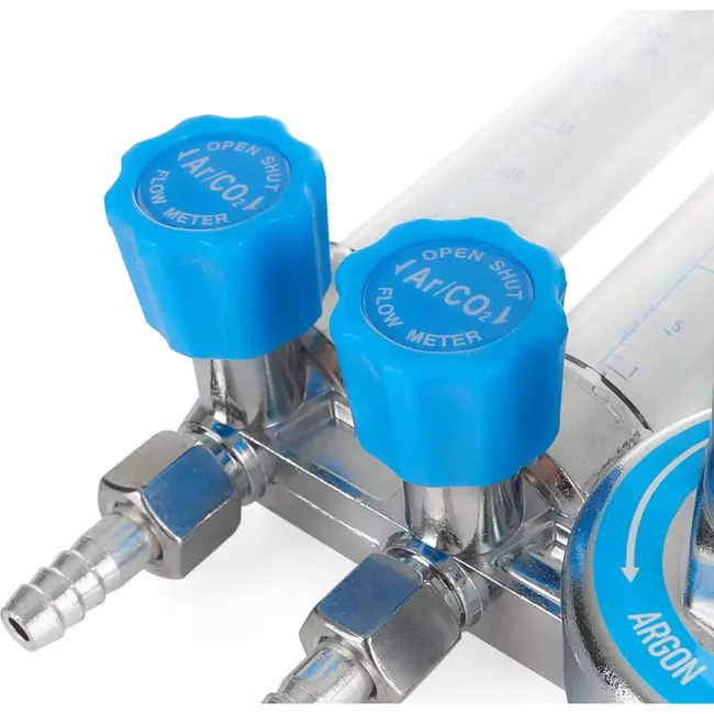 GEKO Dubbele gasregelaar voor nauwkeurige lascontrole - met dubbele rotameter
