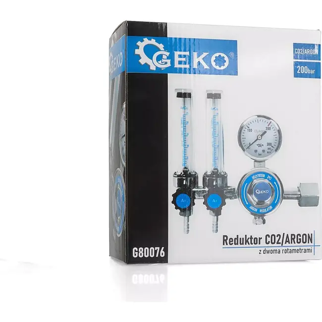 GEKO Dubbele gasregelaar voor nauwkeurige lascontrole - met dubbele rotameter