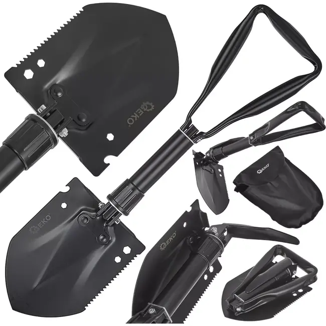 GEKO 5-in-1 opvouwbare survival schep - multifunctioneel - compact ontwerp - zwart