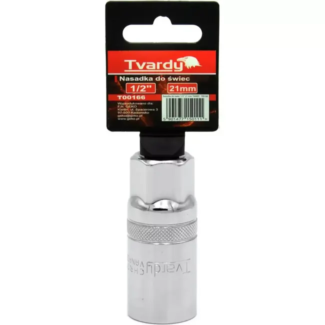 Tvardy Bougiesleutel 21 mm - 1/2" - Duurzaam staal - Slank ontwerp - Rubberen inzetstuk