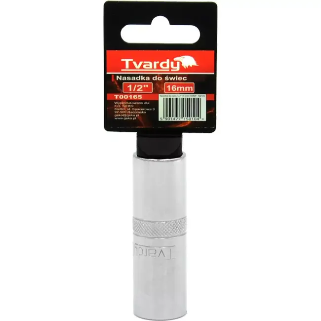 Tvardy Bougiesleutel - 16 mm - Hexagonaal - Chroom - 65 mm - 1/2 inch aansluiting