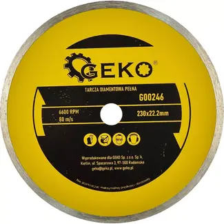 GEKO Diamantschijf - Continu Randsnede - 230mm - Voor Nauwkeurig Nat Snijden