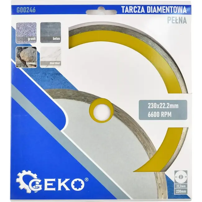 GEKO Diamantschijf - Continu Randsnede - 230mm - Voor Nauwkeurig Nat Snijden