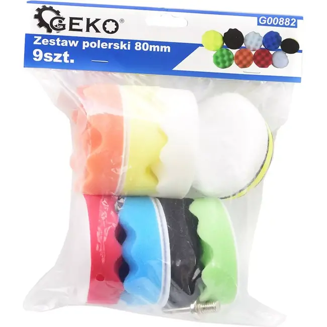 GEKO 9-delige polijstset - 80mm - Verschillende hardheden - Geschikt voor gedetailleerd werk