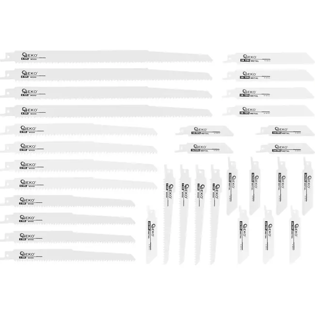 GEKO Set van 28 zaagbladen voor veelzijdig zagen - Geschikt voor hout en metaal - Duurzaam bi-metaal ontwerp