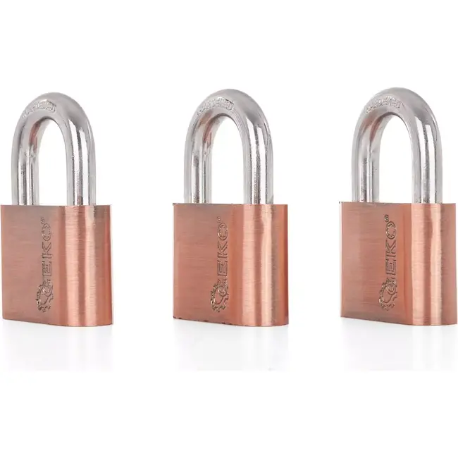 GEKO Set van 3 nikkel-geplateerde hangsloten - 50mm - Eén sleutel systeem