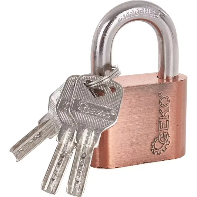 GEKO Set van 3 nikkel-geplateerde hangsloten - 50mm - Eén sleutel systeem