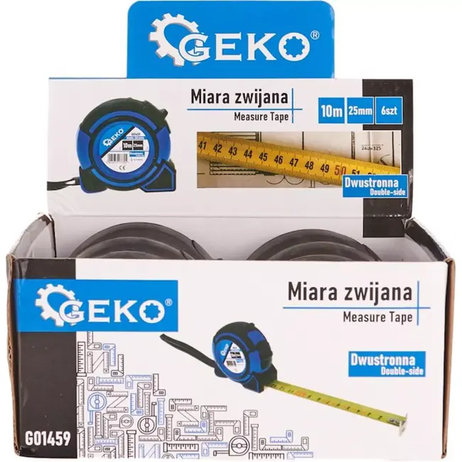 GEKO Meetlint 10m - Dubbelzijdig - Schokbestendig - 6 stuks