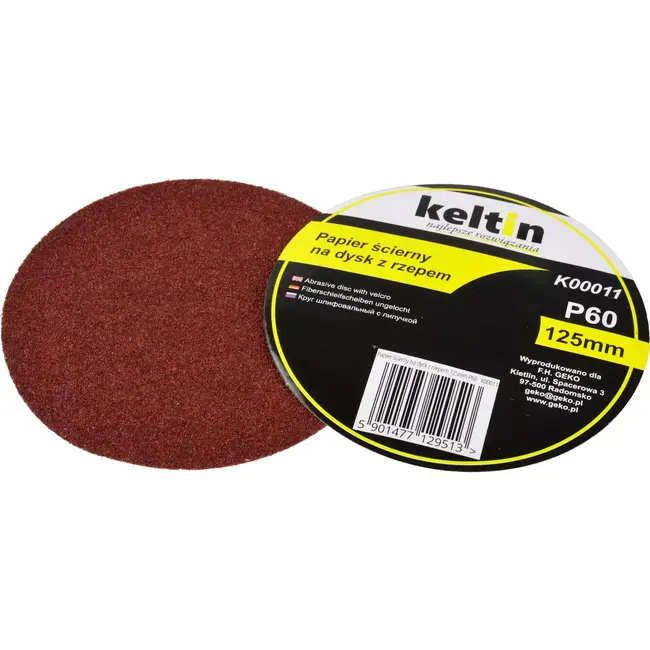 Keltin Velcro schuurdiscs 125mm P60 - Aluminiumoxide - Set van 100 stuks