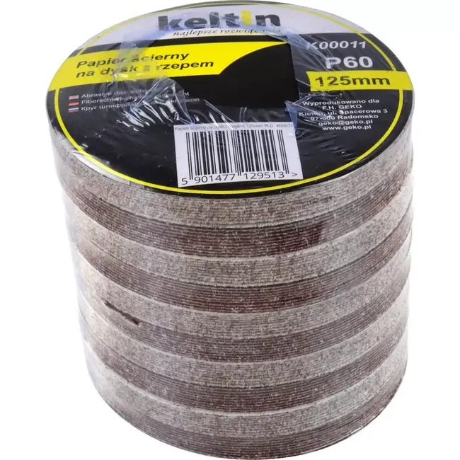 Keltin Velcro schuurdiscs 125mm P60 - Aluminiumoxide - Set van 100 stuks