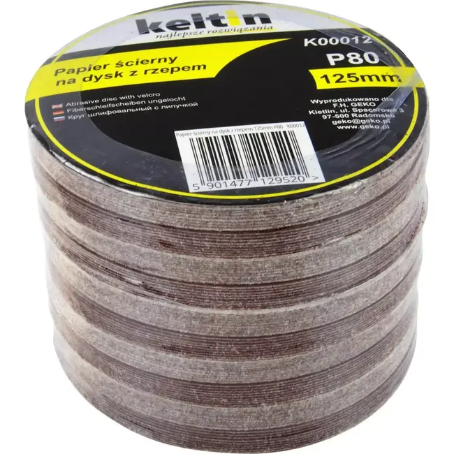 Keltin Klittenband schuurschijven - Aluminiumoxide - 125mm - P80 - Set van 100
